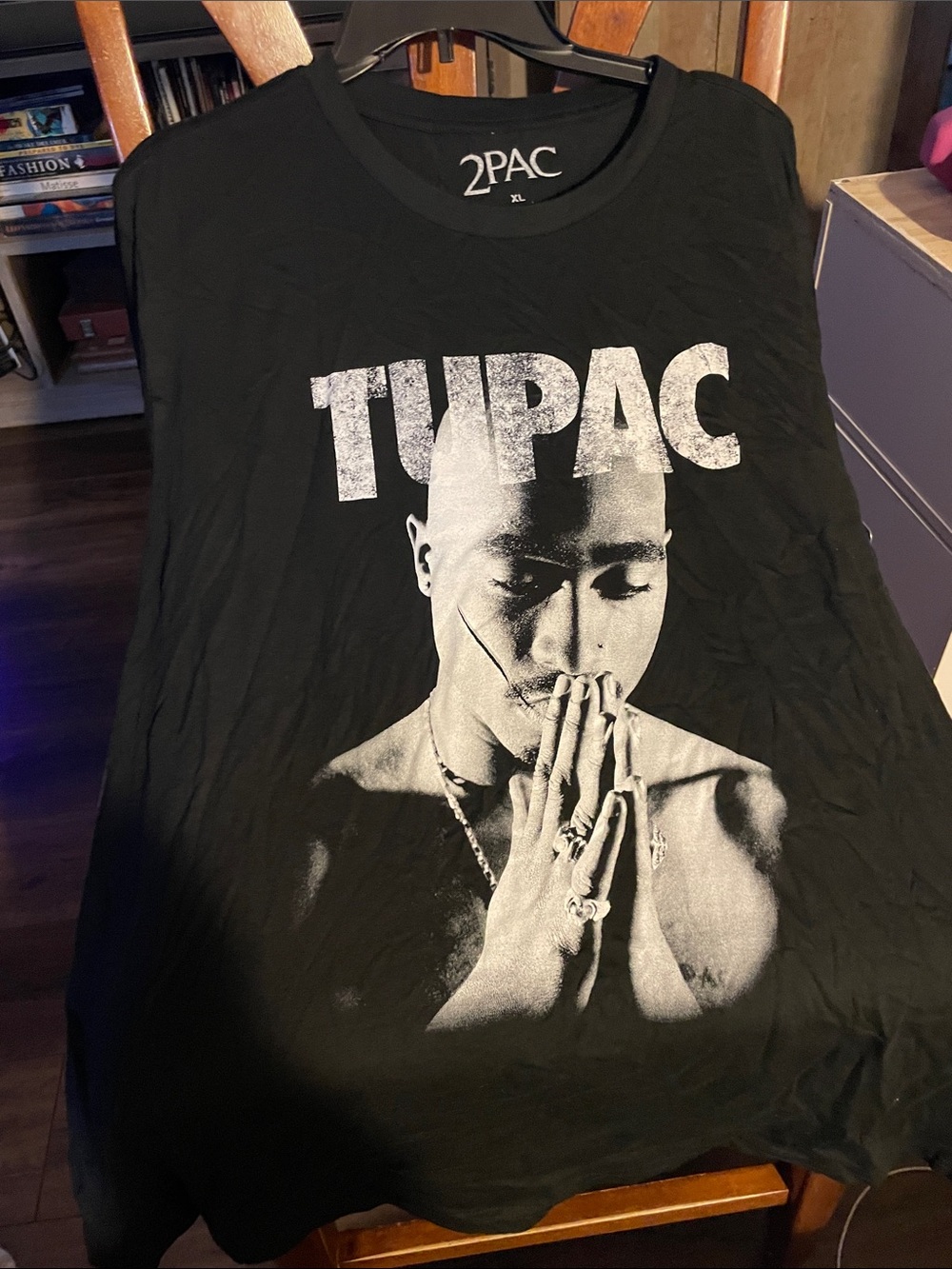 Black Graphic Tank Top with White Portrait Print